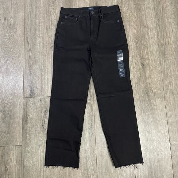 J Crew Stovepipe Straight Signature Stretch Crop Frayed Hem Jeans US Women's 26P - Picture 2 of 8